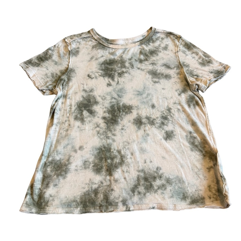 We The Free Riptide Tie Dye T-Shirt Short Sleeve Moss Green Cotton Linen Small - Picture 2 of 12